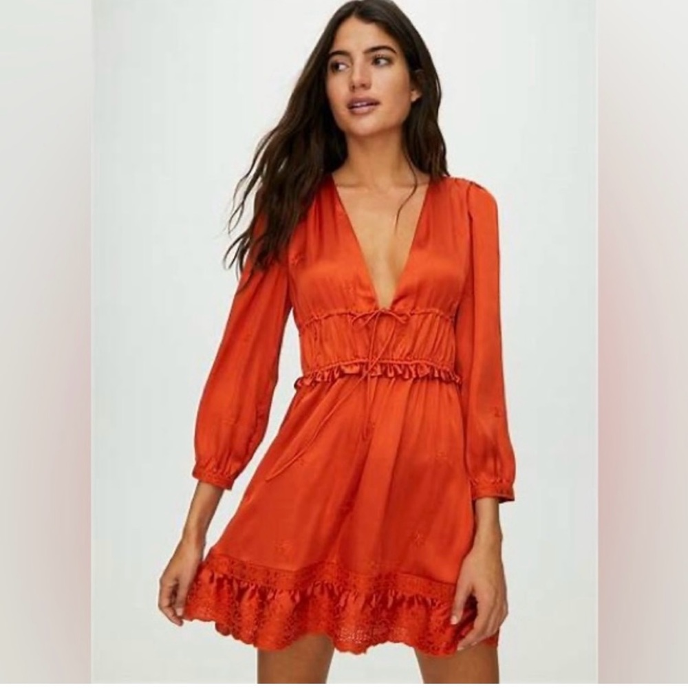 Aritzia Sunday Best May Day Dress in burnt orange